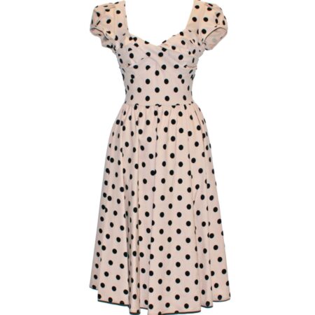Stop Staring Billion Dollar Black Polka Dot Tan Swing Dress -S | 40% korting | Stop Staring