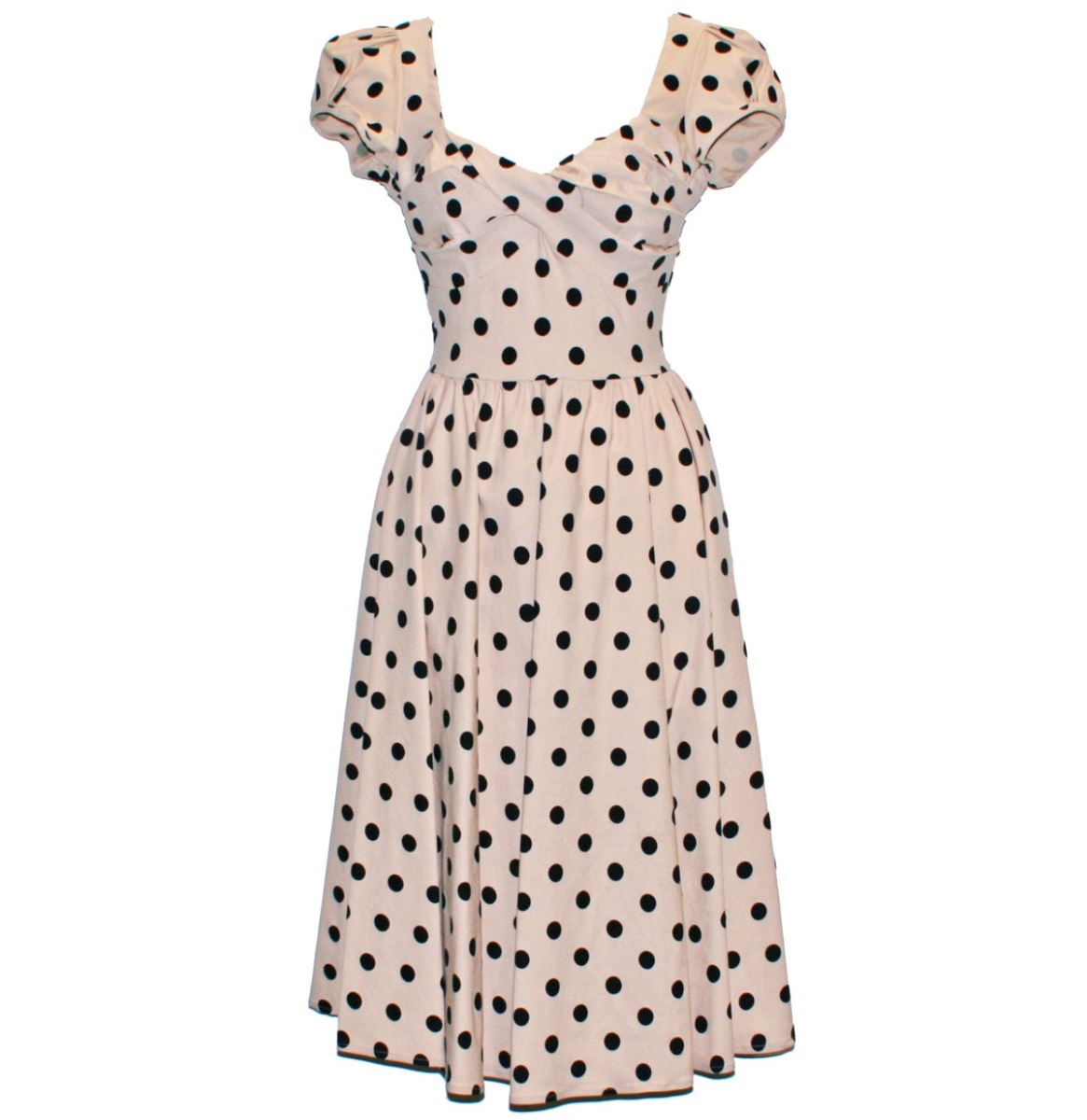 Stop Staring Billion Dollar Black Polka Dot Tan Swing Dress -S | 40% korting | Stop Staring