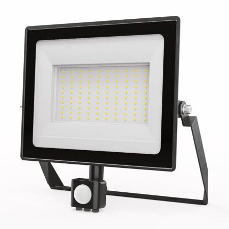 Stratos - LED Breedstraler met bewegingssensor - 100 Watt 8700 Lumen - 6500K Daglicht wit licht - IP65 Waterdicht - 15cm Kabel | HOFTRONIC
