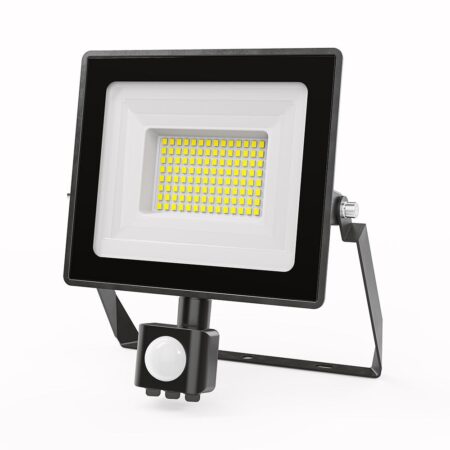 Stratos - LED Breedstraler met bewegingssensor - 50 Watt 4270 Lumen - 6500K Daglicht wit licht - IP65 Waterdicht - 15cm Kabel | HOFTRONIC