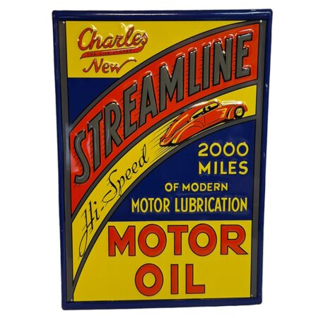 Streamline Motor Oil Stalen Bord Met Relief - 50 x 35cm | Fiftiesstore