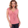 Striped Sweetheart Tie Top Red/White-L | 18% korting | Steady Clothing