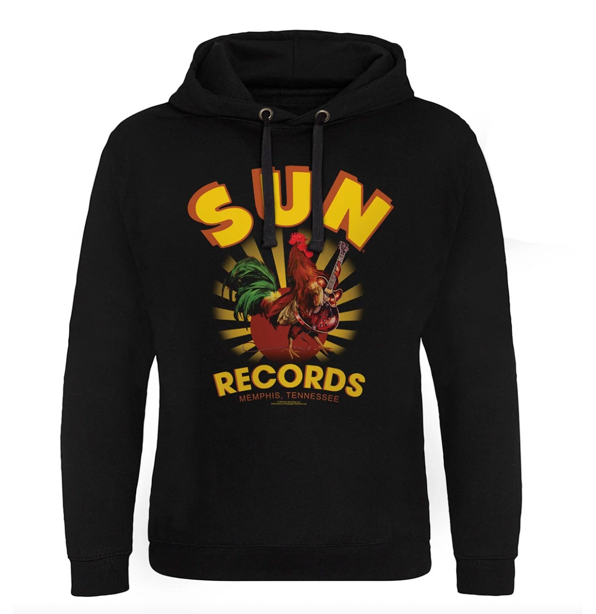 Sun Records Rooster - Memphis Tennessee Epic Hoodie - Black-2XL | Sun Records
