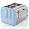 Swan 4 Sneden Retro Broodrooster - Blauw - LAATSTE KANS | 33% korting | Swan Retro