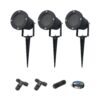 Sydney - 3x Prikspot XL - Aluminium - Zwart - IP65 waterdicht - Geschikt voor GU10 spot - 20 watt - Inclusief installatiemateriaal (Kabel & connector) | HOFTRONIC