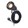 Sydney LED prikspot - GU10 4 Watt 345 lumen - Dimbaar - Kantelbaar - 2700K warm wit - IP65 Waterdicht - 1.5m kabel met EU-stekker - Zwart | HOFTRONIC