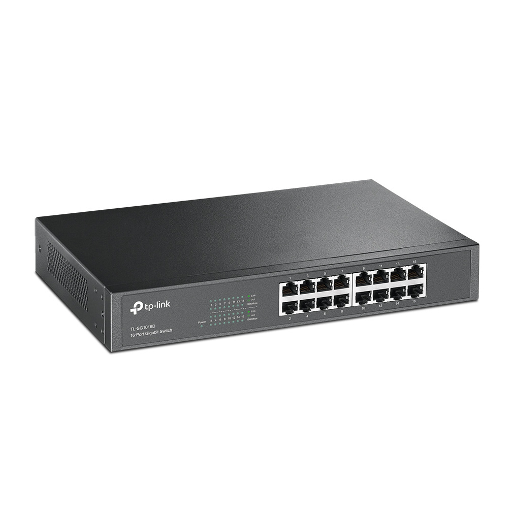 TP-Link TL-SG1016D 16-Port Gigabit Desktop/Rackmount Switch Switch Zwart | TP-Link