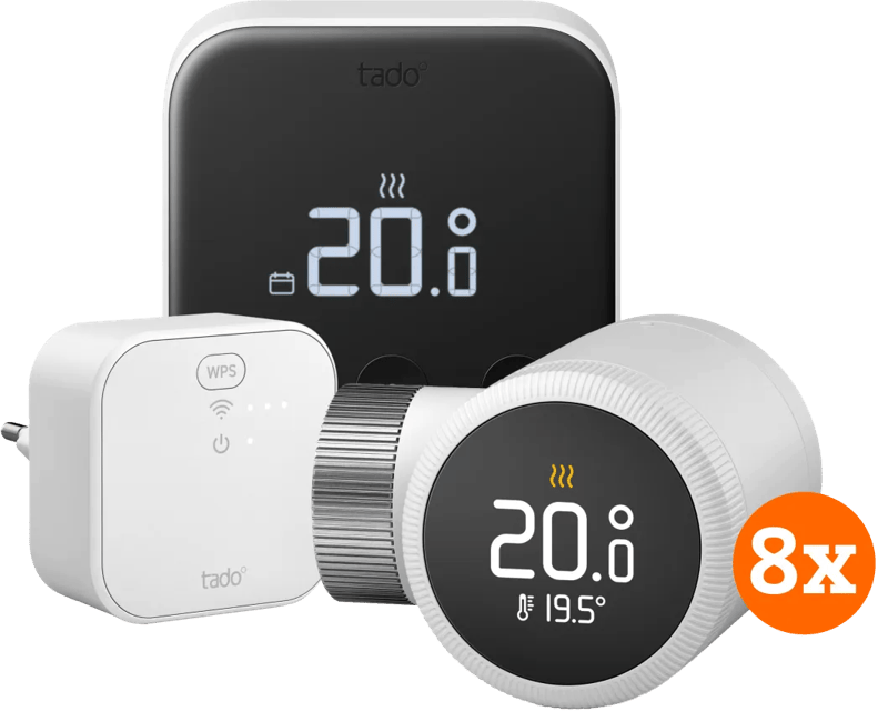 Tado Slimme Thermostaat X Startpakket + 8 radiatorknoppen