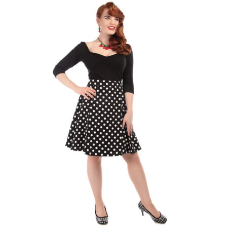 Tammy Polka Dot Swing Skirt Black/White-32 (NL)/ 6 (UK) | 50% korting | Collectif