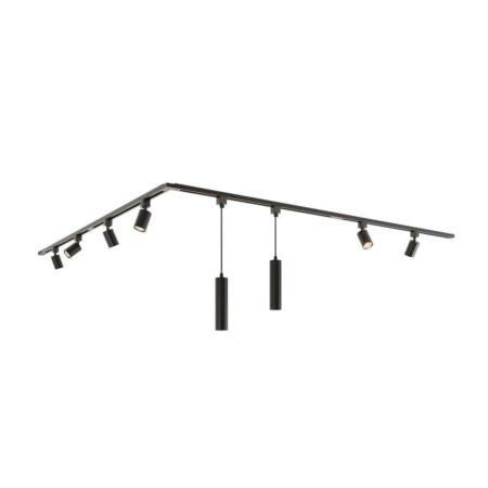 Taros Railverlichting Pakket - L-vorm - 4x 1 m rail - 6 railspots - 2 hanglamp - Incl. 2700K GU10 - IP20 - Modulair - 230V | HOFTRONIC
