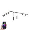 Taros Railverlichting Pakket - L-vorm - 4x 1 m rail - 6 railspots - 2 hanglamp - Incl. RGBWW GU10 - IP20 - Modulair - 230V | HOFTRONIC