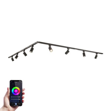 Taros Railverlichting Pakket - L-vorm - 4x 1 m rail - 8 railspots - Incl. RGBWW GU10 - IP20 - Modulair - 230V | HOFTRONIC