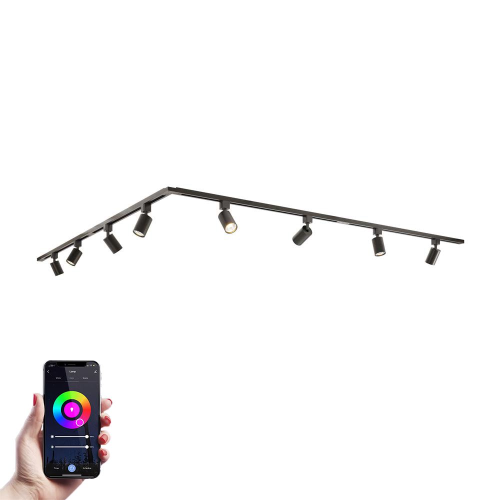 Taros Railverlichting Pakket - L-vorm - 4x 1 m rail - 8 railspots - Incl. RGBWW GU10 - IP20 - Modulair - 230V | HOFTRONIC