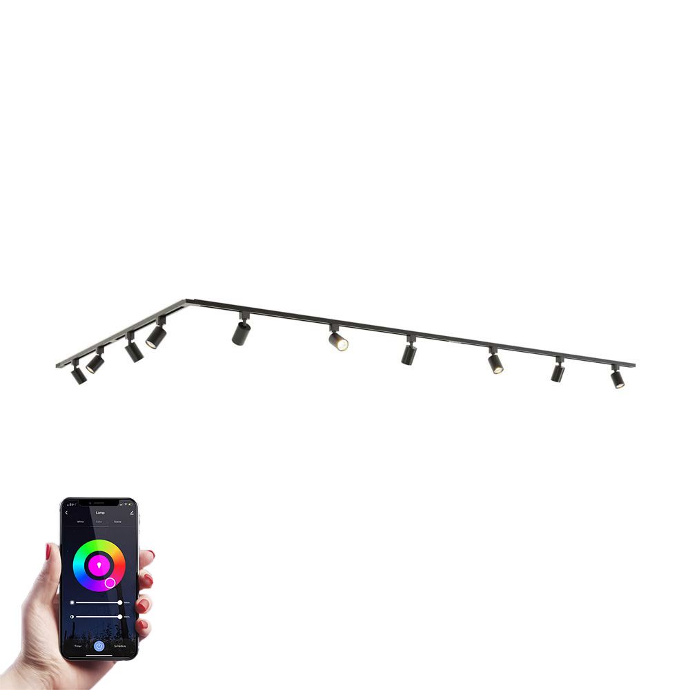 Taros Railverlichting Pakket - L-vorm - 5x 1 m rail - 10 railspots - Incl. RGBWW GU10 - IP20 - Modulair - 230V | HOFTRONIC