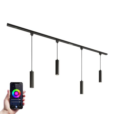 Taros Railverlichting Pakket - Recht - 2x 1 m rail - 4 hanglamp - Incl. RGBWW GU10 - IP20 - Modulair - 230V | HOFTRONIC