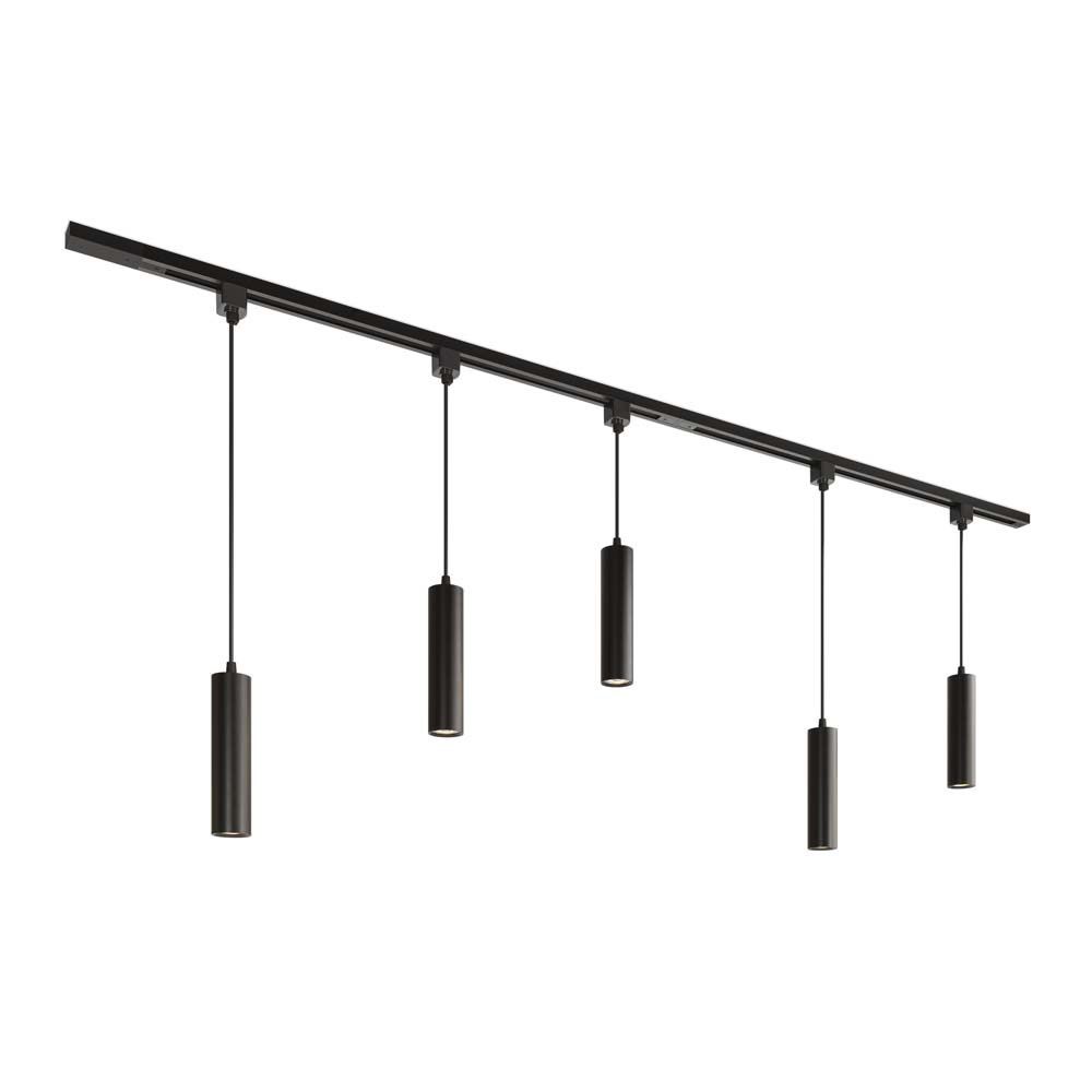 Taros Railverlichting Pakket - Recht - 2x 1 m rail - 5 hanglamp - Incl. 2700K GU10 - IP20 - Modulair - 230V | HOFTRONIC