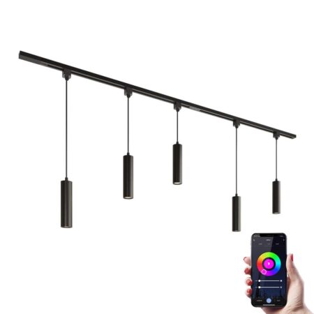 Taros Railverlichting Pakket - Recht - 2x 1 m rail - 5 hanglamp - Incl. RGBWW GU10 - IP20 - Modulair - 230V | HOFTRONIC