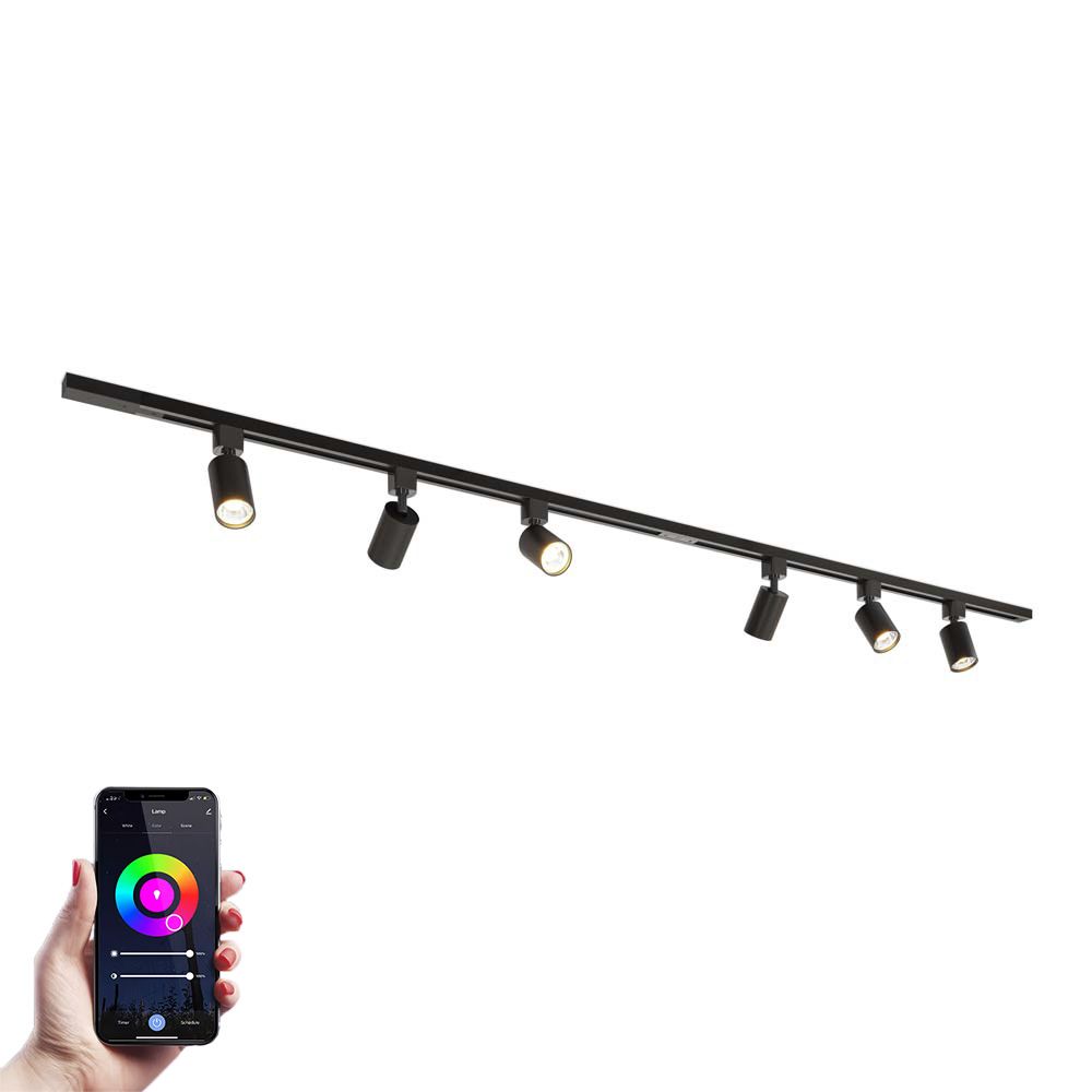 Taros Railverlichting Pakket - Recht - 2x 1 m rail - 6 railspots - Incl. RGBWW GU10 - IP20 - Modulair - 230V | HOFTRONIC