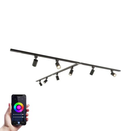 Taros Railverlichting Pakket - T-vorm - 4x 1m rail - 8 railspots - Incl. RGBWW GU10 - IP20 - Modulair - 230V | HOFTRONIC