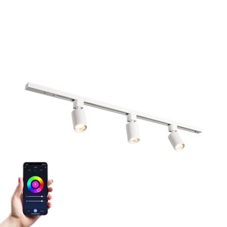 Taros Railverlichting Pakket Wit - Recht - 1 m rail - 3 railspots - Incl. RGBWW GU10 - IP20 - Modulair - 230V | HOFTRONIC