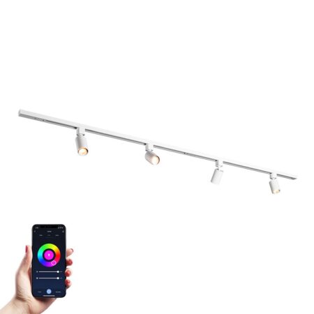 Taros Railverlichting Pakket Wit - Recht - 2x 1 m rail - 4 railspots - Incl. RGBWW GU10 - IP20 - Modulair - 230V | HOFTRONIC
