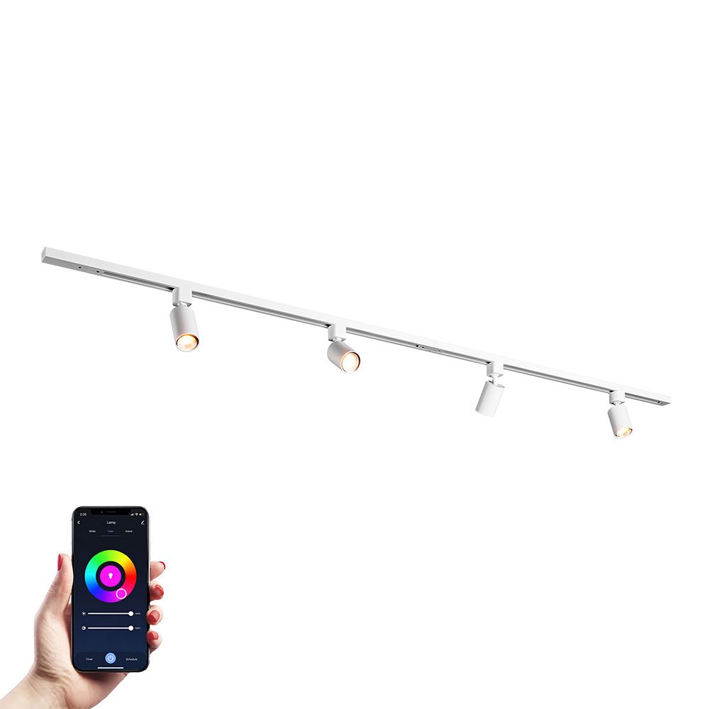 Taros Railverlichting Pakket Wit - Recht - 2x 1 m rail - 4 railspots - Incl. RGBWW GU10 - IP20 - Modulair - 230V | HOFTRONIC