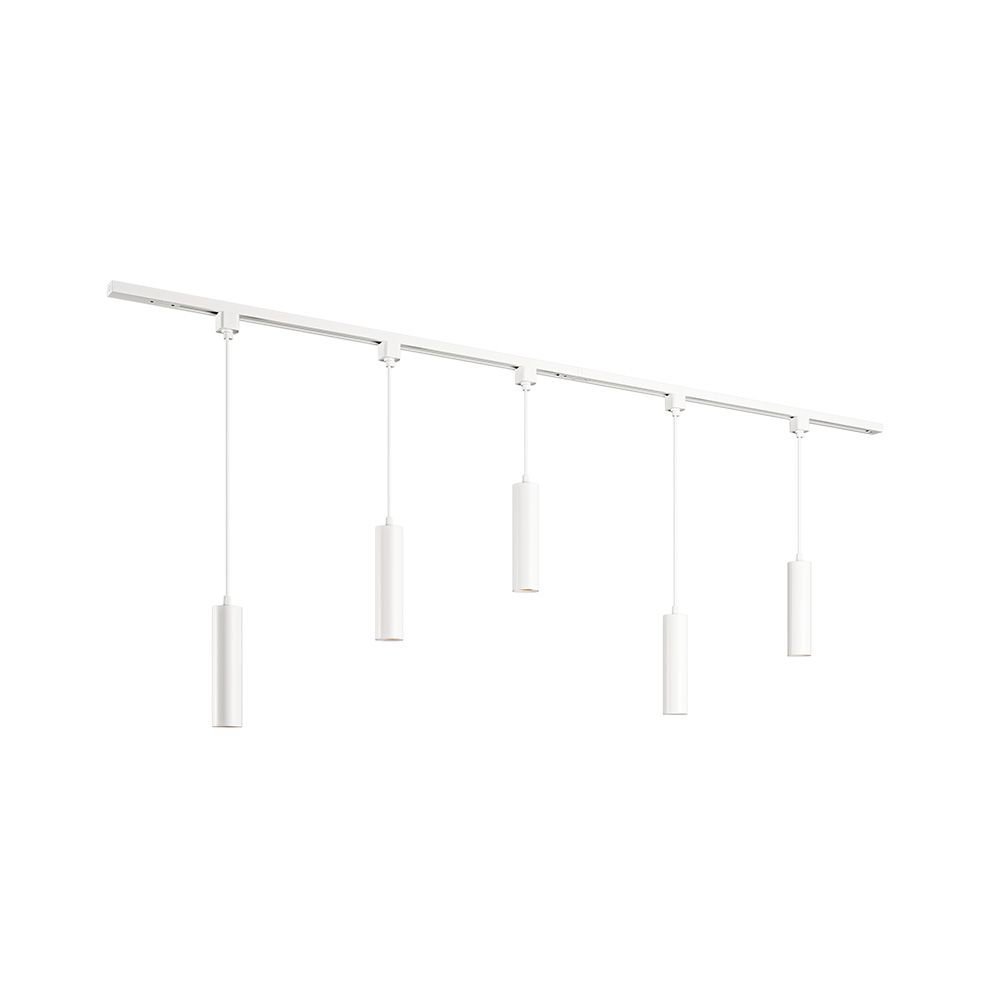 Taros Railverlichting Pakket Wit - Recht - 2x 1 m rail - 5 hanglamp - Excl. Lichtbron - IP20 - Modulair - 230V | HOFTRONIC