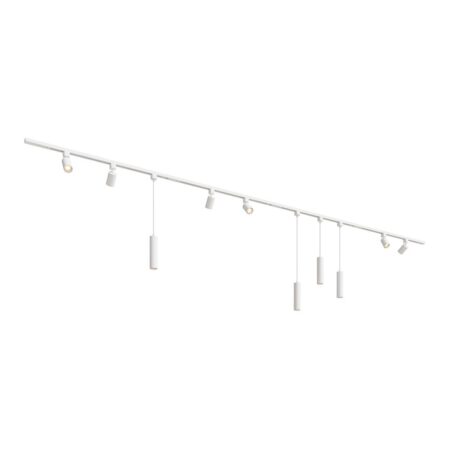 Taros Railverlichting Pakket Wit - Recht - 4x 1 m rail - 6 railspots - 4 hanglamp - Excl. Lichtbron - IP20 - Modulair - 230V | HOFTRONIC