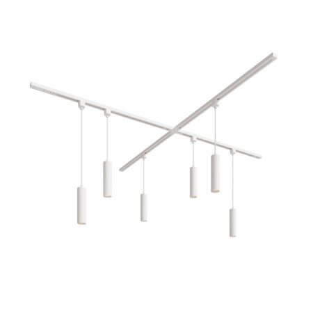 Taros Railverlichting Pakket Wit - X-vorm - 4x 1m rail - 6 hanglamp - Excl. Lichtbron - IP20 - Modulair - 230V | HOFTRONIC