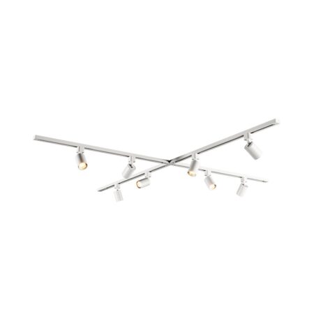 Taros Railverlichting Pakket Wit - X-vorm - 4x 1m rail - 8 railspots - Excl. Lichtbron - IP20 - Modulair - 230V | HOFTRONIC