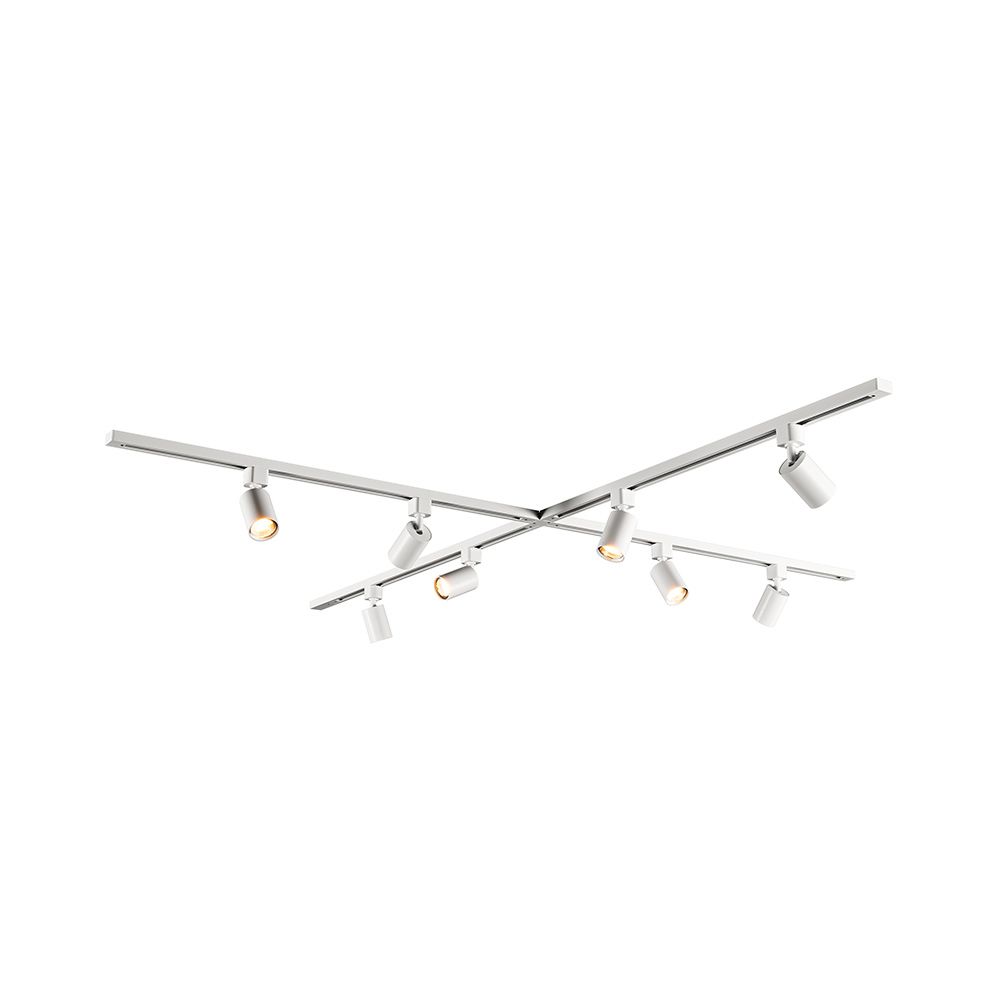 Taros Railverlichting Pakket Wit - X-vorm - 4x 1m rail - 8 railspots - Excl. Lichtbron - IP20 - Modulair - 230V | HOFTRONIC