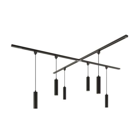 Taros Railverlichting Pakket - X-vorm - 4x 1m rail - 6 hanglamp - Incl. 2700K GU10 - IP20 - Modulair - 230V | HOFTRONIC