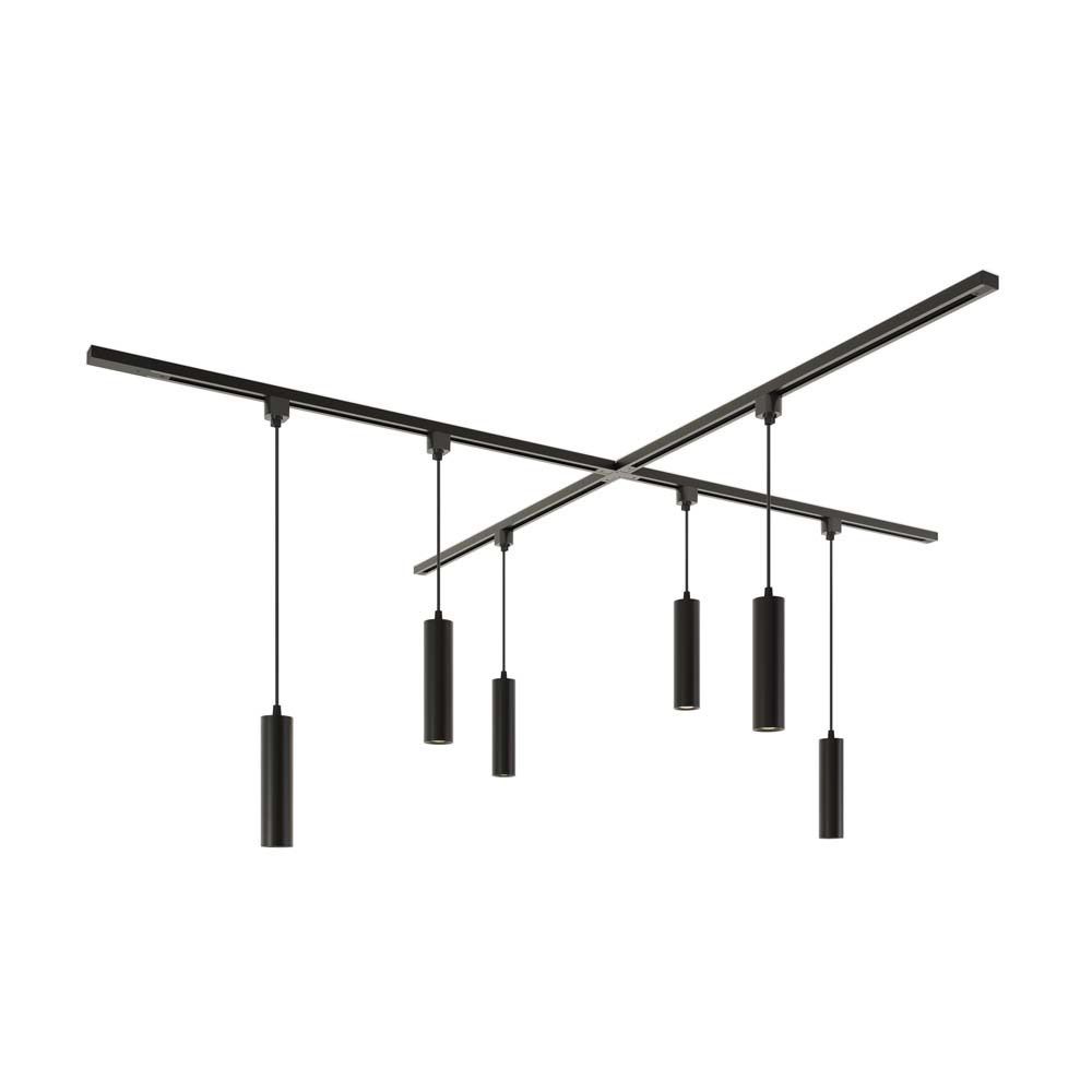 Taros Railverlichting Pakket - X-vorm - 4x 1m rail - 6 hanglamp - Incl. 2700K GU10 - IP20 - Modulair - 230V | HOFTRONIC