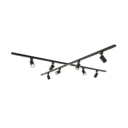 Taros Railverlichting Pakket - X-vorm - 4x 1m rail - 8 railspots - Incl. 2700K GU10 - IP20 - Modulair - 230V | HOFTRONIC