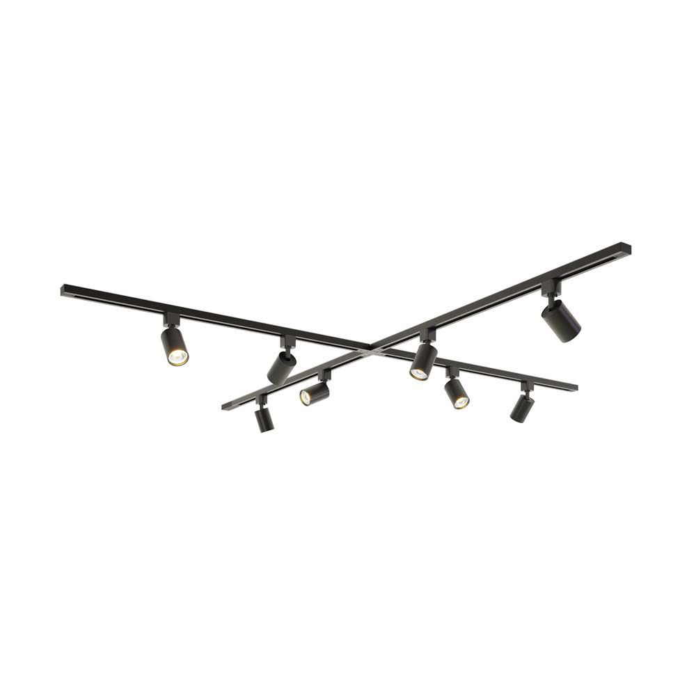 Taros Railverlichting Pakket - X-vorm - 4x 1m rail - 8 railspots - Incl. 2700K GU10 - IP20 - Modulair - 230V | HOFTRONIC