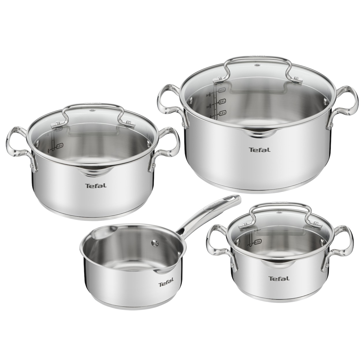 Tefal G719S7 Duetto 4-delige kookset Pan Grijs | Tefal