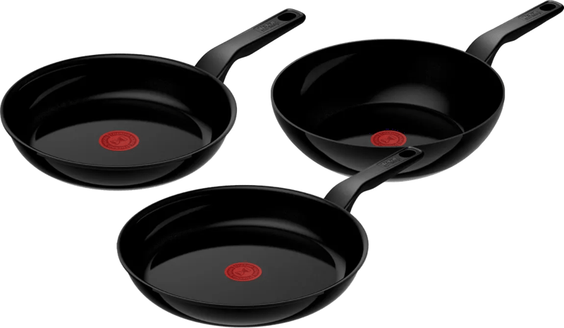 Tefal Renew Black Keramische Koekenpannenset 24 +  28 cm + Wokpan 28 cm
