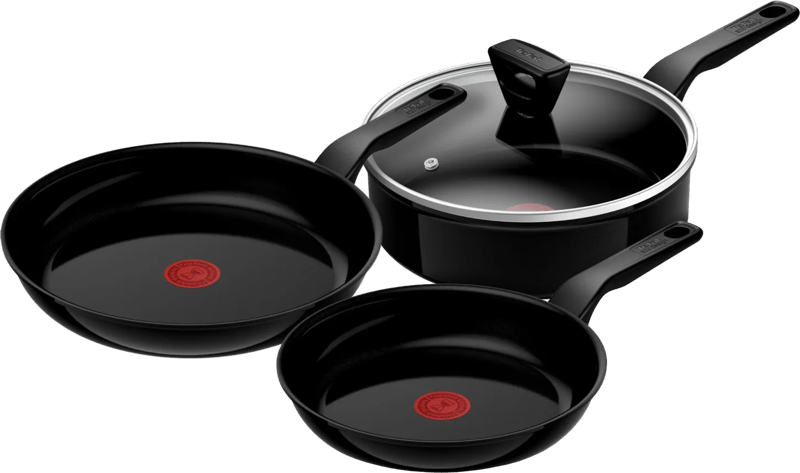 Tefal Renew Black Keramische Koekenpannenset 24 + 28 cm + hapjespan 24 cm + deksel