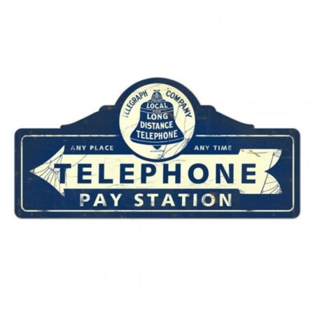 Telephone Pay Station Zwaar Metalen Bord 66