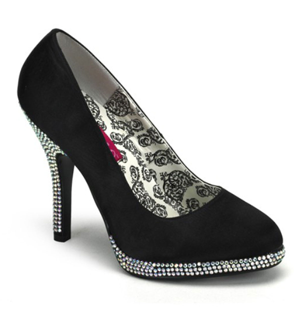 Temptation Pump Rhinestones Black Satin -38 | 30% korting | Bordello