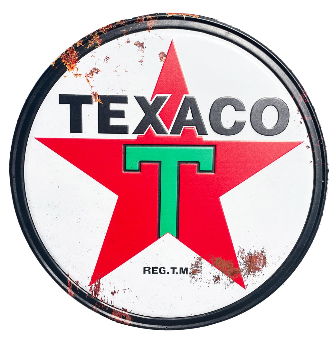 Texaco Logo XXL Rond Metalen Wandbord 90 cm - Relief | Texaco