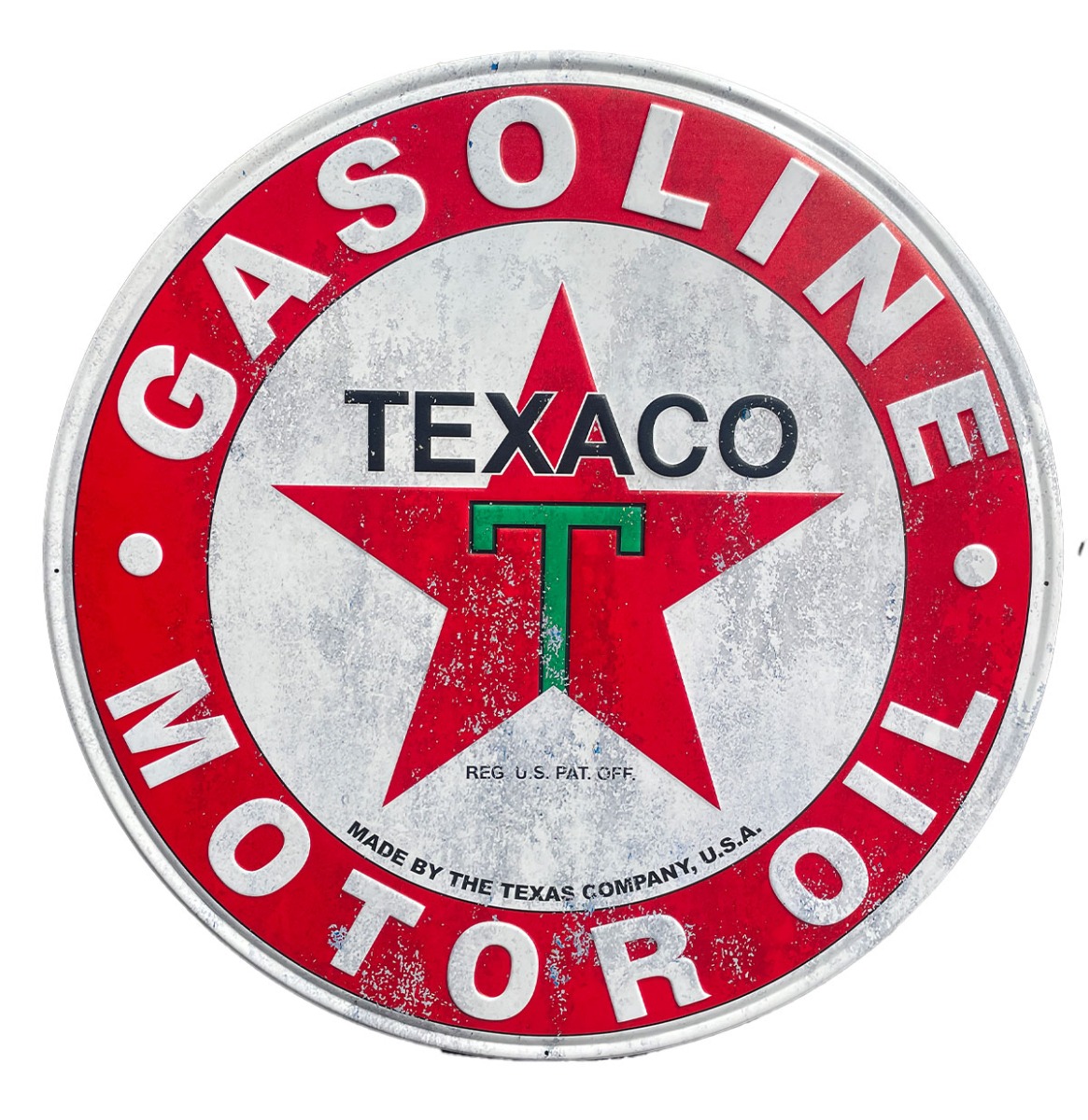 Texaco Motor Oil XXL Rond Metalen Wandbord 90 cm - Relief | Texaco