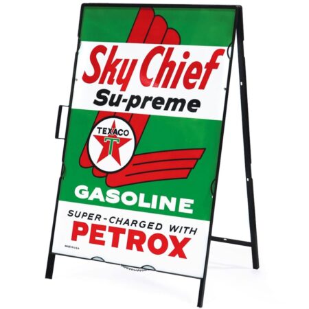 Texaco Skychief Supreme Gasoline Metalen Frame Met Bord | Texaco