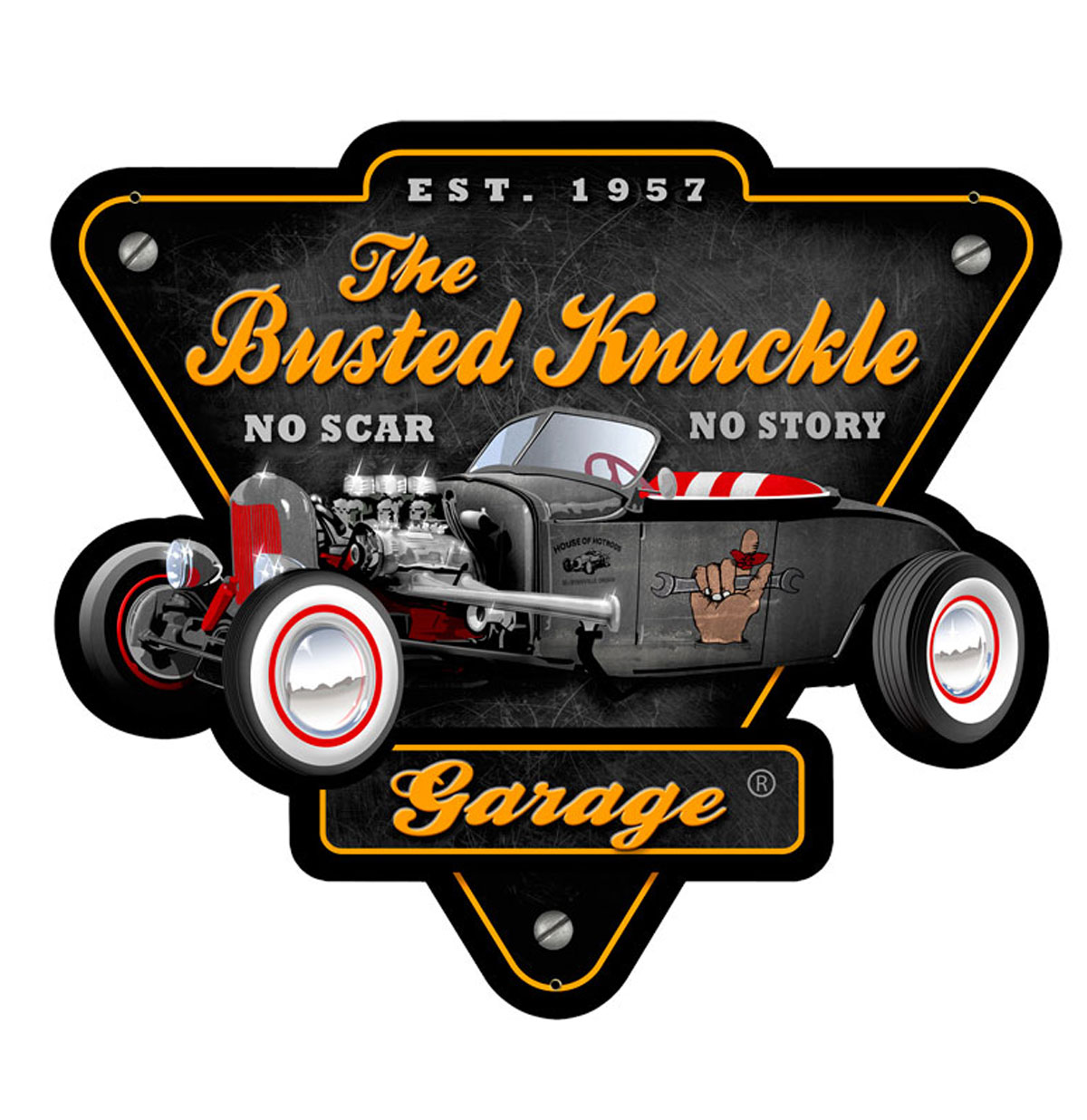 The Busted Knuckle Garage No scar No story Zwaar Metalen Bord | Busted Knuckle Garage