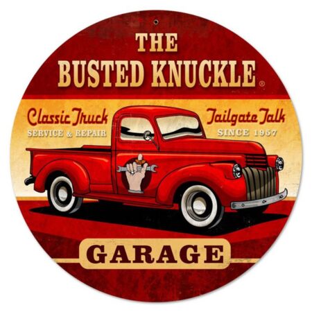 The Busted Knuckle Garage Zwaar Metalen Bord - 36 cm ø | Busted Knuckle Garage