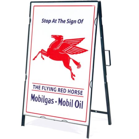 The Flying Red Horse Mobilgas - Mobiloil Metalen Frame Met Bord | Mobilgas -Oil