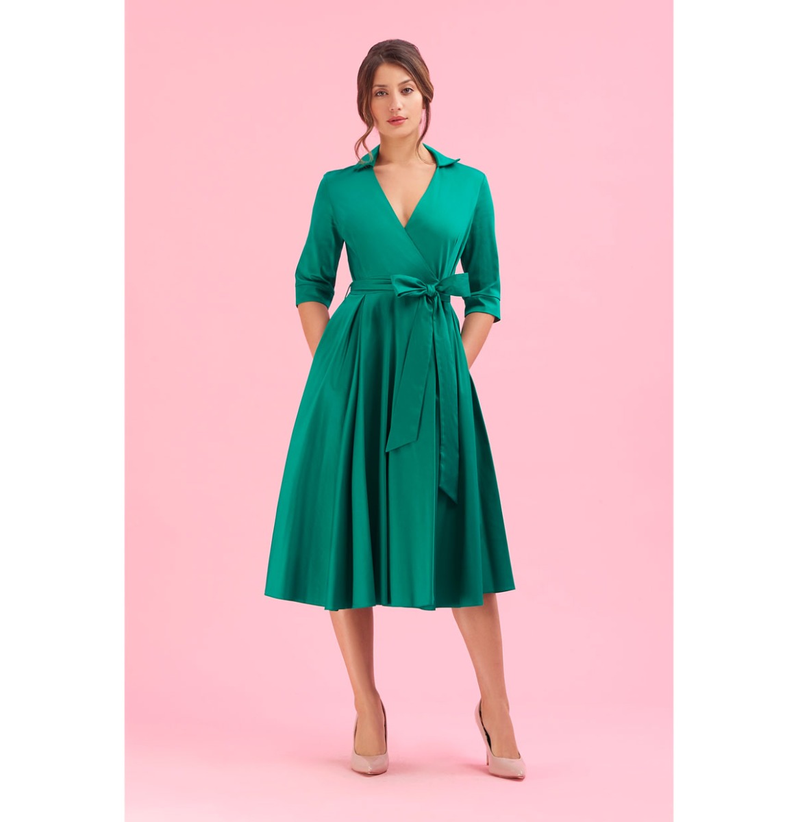 The Pretty Dress Company Taylor Wrap Dress Emerald -M | The Pretty Dress Company