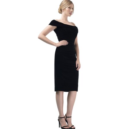 Thea Velvet Pencil Dress Black-46 (NL)/ 20 (UK) | The Pretty Dress Company