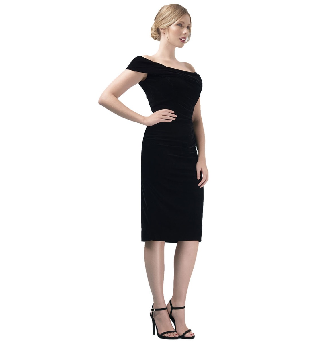 Thea Velvet Pencil Dress Black-46 (NL)/ 20 (UK) | The Pretty Dress Company
