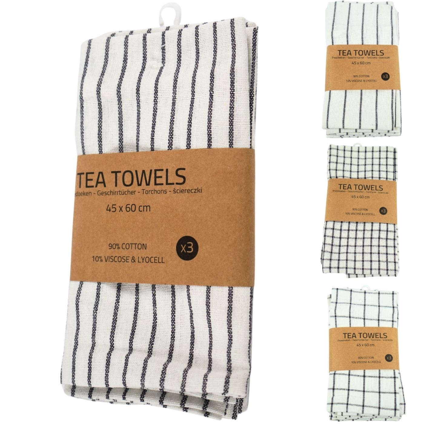 Theedoekset 3-delig 45x60cm 4 assorti | Merkloos